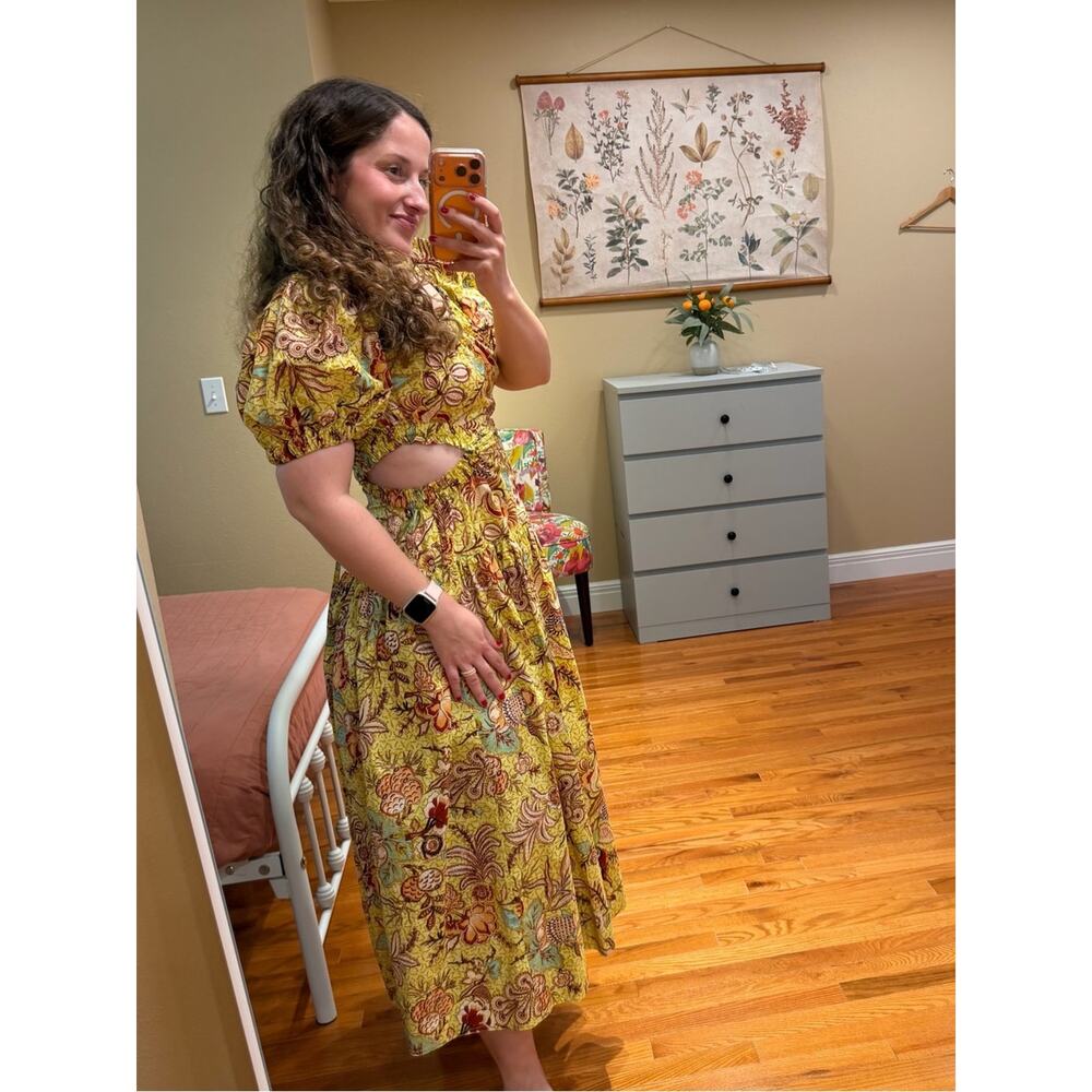 Ulla Johnson Cotton Yellow Floral Maxi Dress with Puff Sleeves 4 - Picture 2 of 15